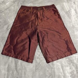 Vintage Sunny Import Shorts Mens 34 Burgundy Shiny‎ Carpenter Hammer Loop Y2K